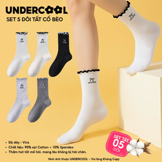  Combo 5 Đôi Tất Vớ Bèo Nhún Nơ 5 Mầu UNDERCOOL  Cổ Cao Nữ  Cotton Muối Tiêu Êm Ái Thoáng Khí CB-TC98 