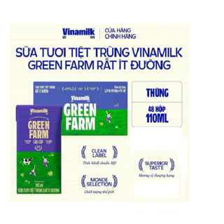 THÙNG 48 HỘP SỮA TƯƠI TIỆT TRÙNG VINAMILK GREEN FARM CÓ ĐƯỜNG/ ÍT ĐƯỜNG 110ML