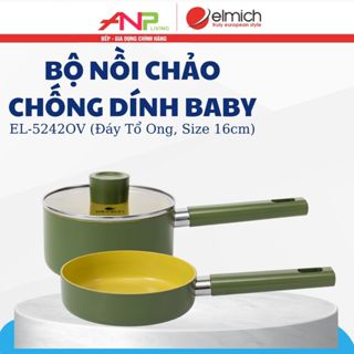  Bộ Nồi Chảo Chống Dính Ceramic Elmich Baby EL-1168  EL-1169   EL-5234OV  Size 16cm  