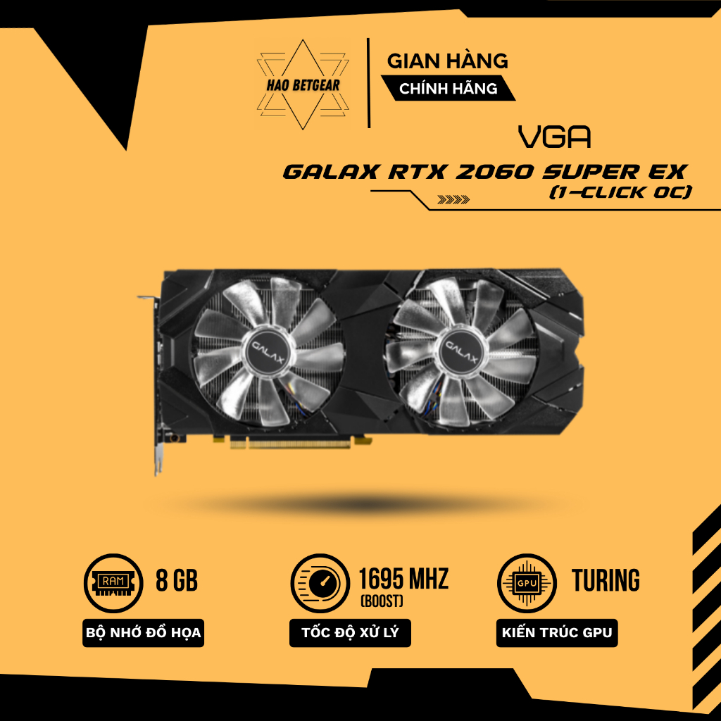VGA Card Màn hình GALAX GeForce RTX 2060 Super EX 8GB - Hiệu năng mạnh mẽ, tản nhiệt kép tối ưu