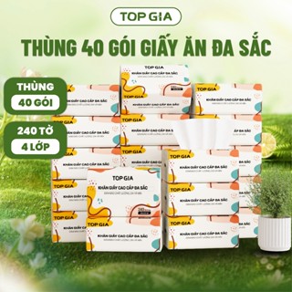 Giấy Ăn Rút Top Gia Thùng 40 Gói Đa Sắc 240 Tờ 4 Lớp, Bột Giấy Từ Thiên Nhiên An Toàn Cho Sức Khỏe