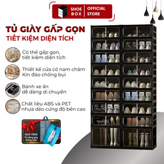 Tủ Giày Dép Gấp Gọn SHOE BOX 36 Đôi [ Bảo hành 3 năm ] 9104-8-1G Có Ngăn Để Boot, Kệ giày thông minh có bánh xe