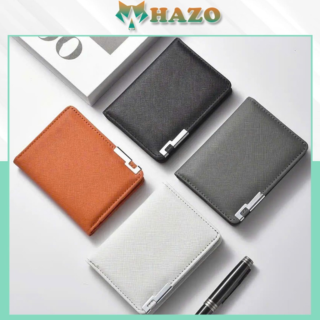 Ví Nam Cầm tay Dáng Đứng Viền bọc kim loại Trẻ trung V658 Da Xước Bền Bỉ Kiểu dáng Hàn Quốc