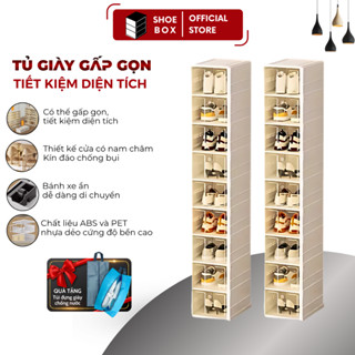 Tủ Giày Thông Minh SHOE BOX 9 Tầng 9101-9 Gấp Gọn Tiện Lợi [ BẢO HÀNH 3 NĂM ], Hộp Đựng Giày Bằng Nhựa Cao Cấp, Kệ Giày