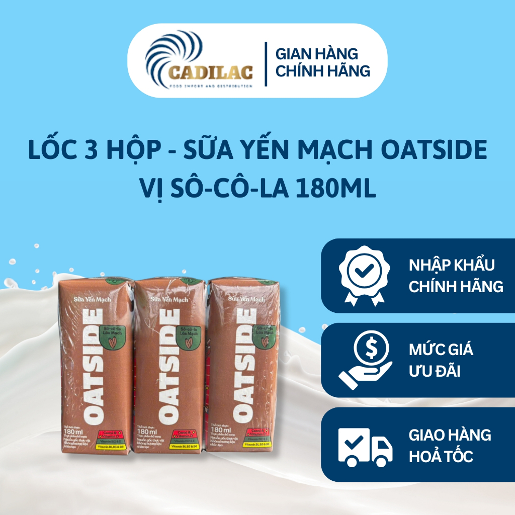 LỐC 3 HỘP - Sữa yến mạch vị sô-cô-la OATSIDE 180ML