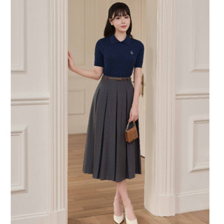 BEAUTEBYV - (KHÔNG KÈM THẮT LƯNG) Chân váy xếp ly nữ có đỉa sườn Jose