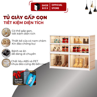 Giá Đựng Giày Gấp Gọn SHOE BOX 12 đôi 9104-2-1G chất liệu nhựa ABS [ BẢO HÀNH 3 NĂM] , Tủ Giày Gấp Gọn Tiện Lợi