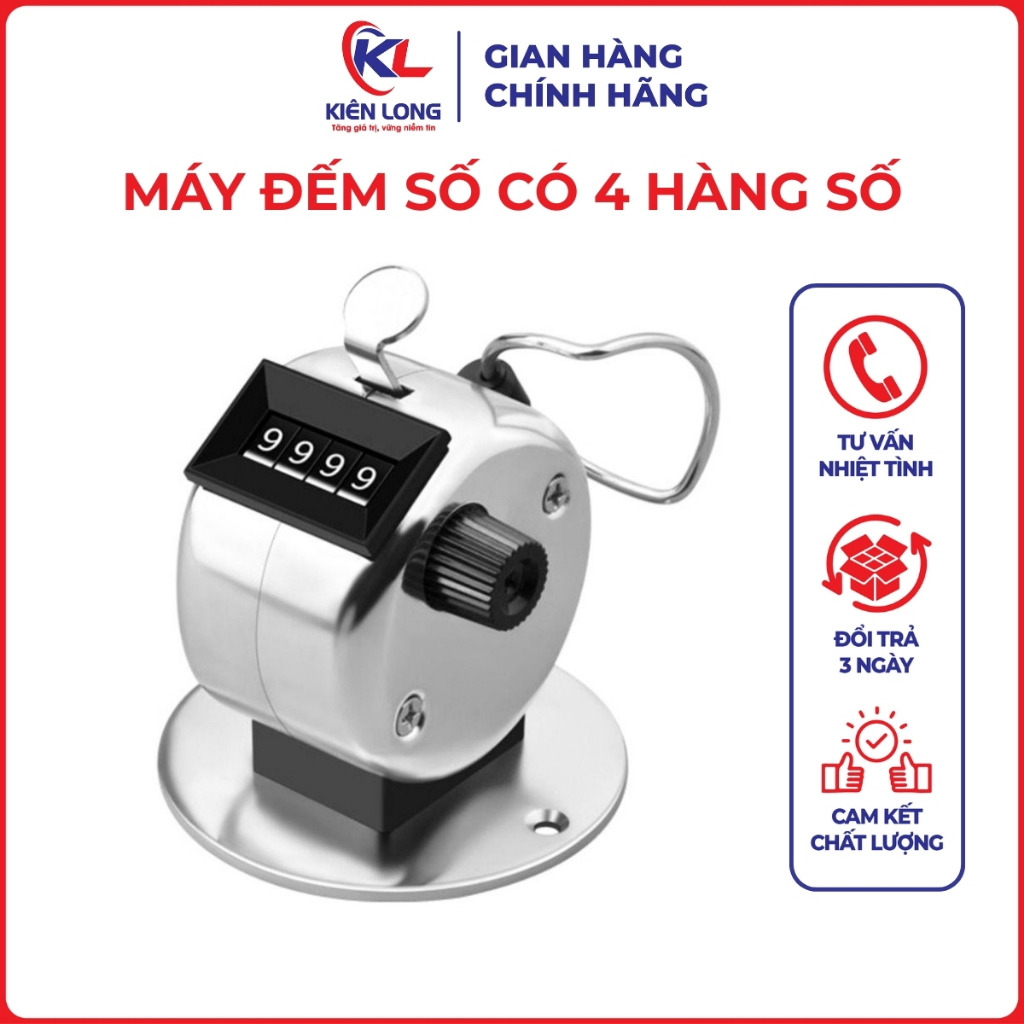 Máy Đếm Số Lượng 4 Hàng Số Inox - Dụng Cụ Đếm Số Lần Đa Năng Có Chân Đế