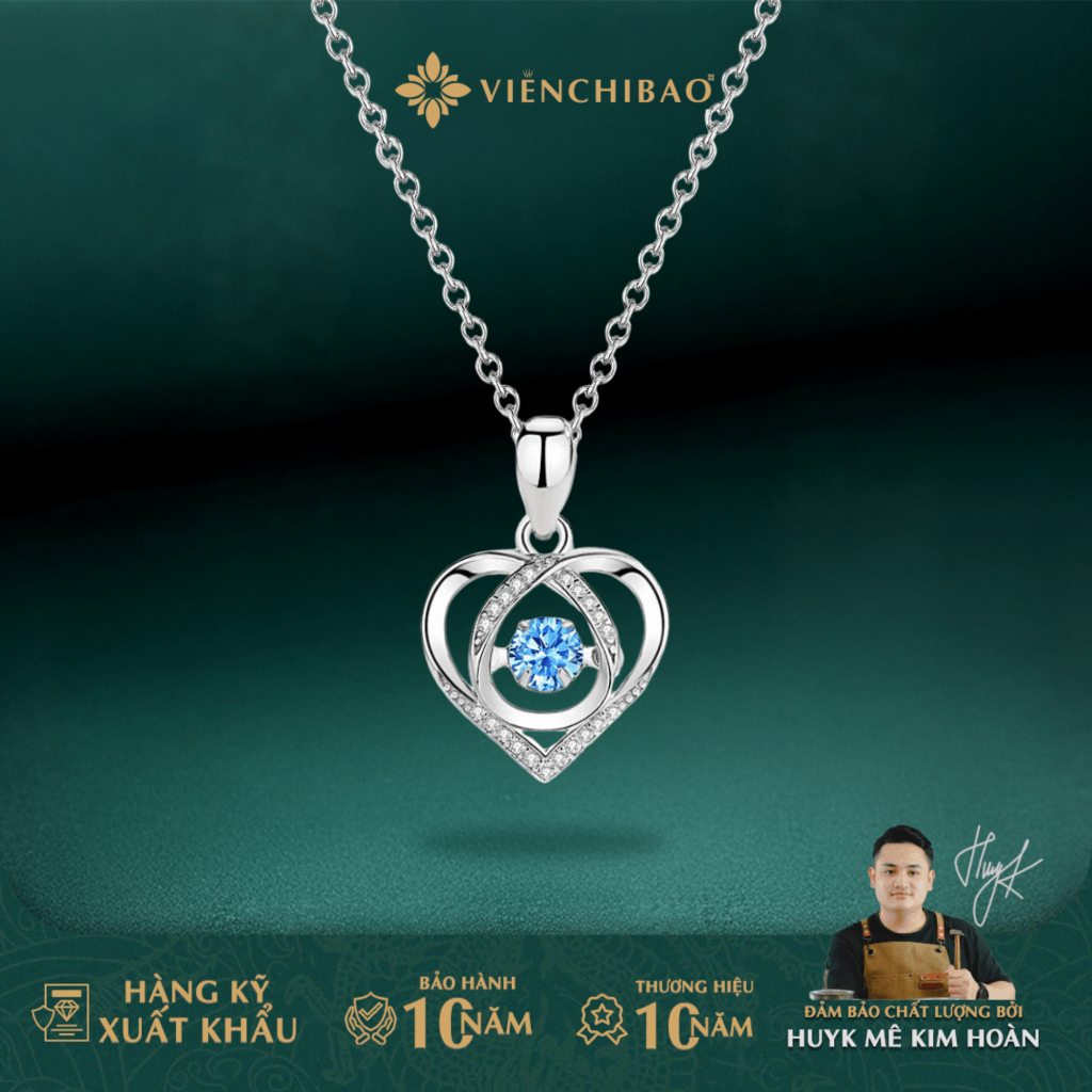 Huyk Viễn Chí Bảo  Dây chuyền bạc nữ trái tim Viễn Chí Bảo vòng cổ chuẩn bạc S925 - D400782