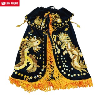  Áo Choàng Nhung Rồng Phụng Vàng Decal cúng Bà Địa Mẫu  Chúa Xứ  Ngũ Hành cho tượng cao từ 30cm đến 1m6 