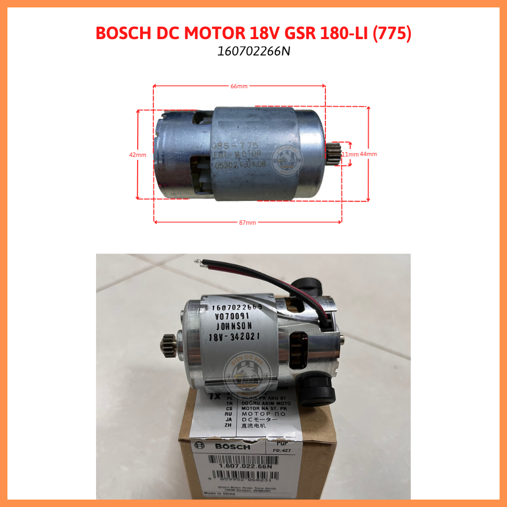 DC Motor 18V máy khoan pin BOSCH GSR 180-LI (160702266N)