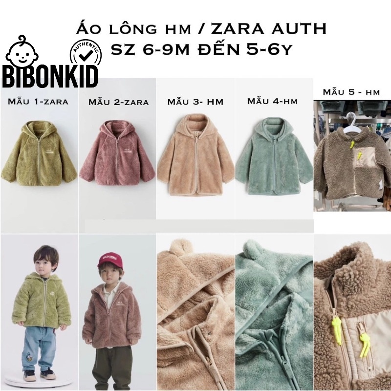 [Bibonkid] Áo khoác lông HM /ZARA săn sale JAPAN/ CHINA từ 6-9m đến 5-6y (ĐỌC KỸ LƯU Ý)
