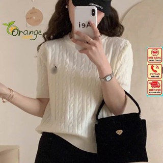 Áo Len Thun Tay Cộc Cổ Tròn Phối Thêu Ngựa Ngực Siêu Xinh Phong Cách Nhẹ Nhàng Hàng Qccc Phù Hợp Mọi Lứa Tuổi Orangeclos