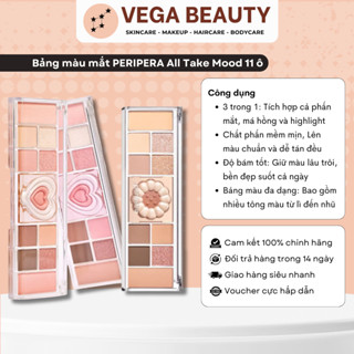 [ĐỦ BILL] Bảng Phấn PERIPERA All Take Mood Like Palette tông màu trendy dễ dùng bao gồm phấn má và phấn highlight