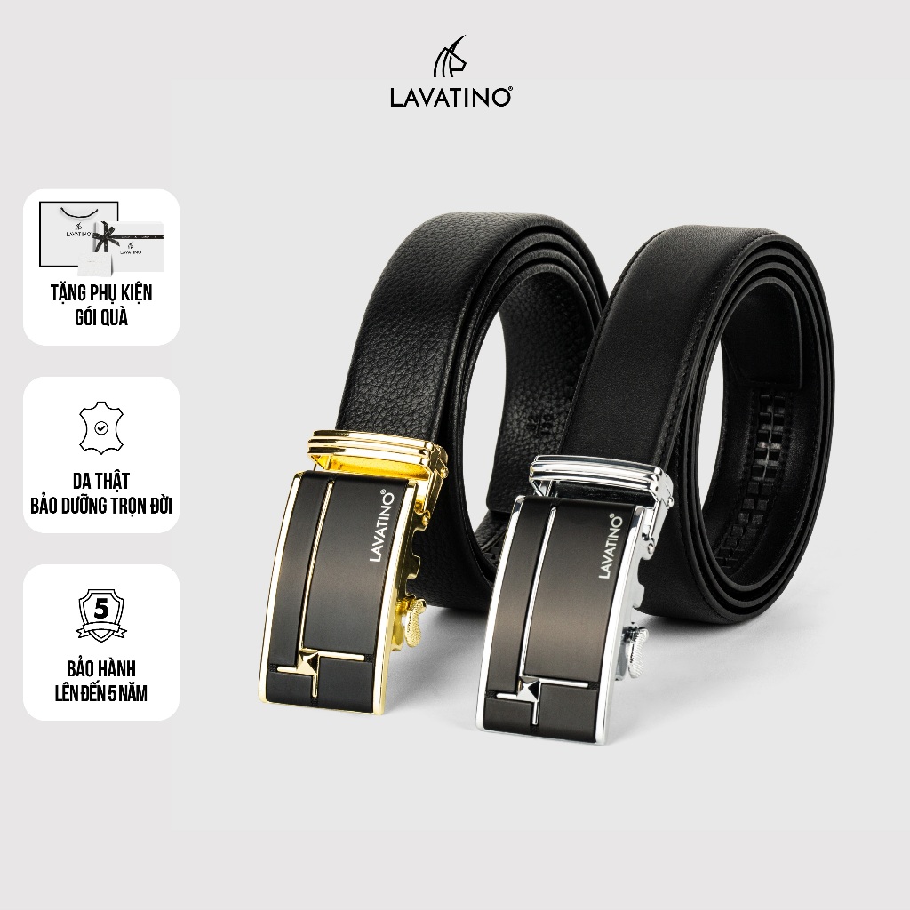 Thắt Lưng Nam Da Bò Cao Cấp Hàng Hiệu Dây Nịt Nam Khóa Tự Động Thiết Kế Sang Trọng Chính Hãng - Lavatino TINO 07