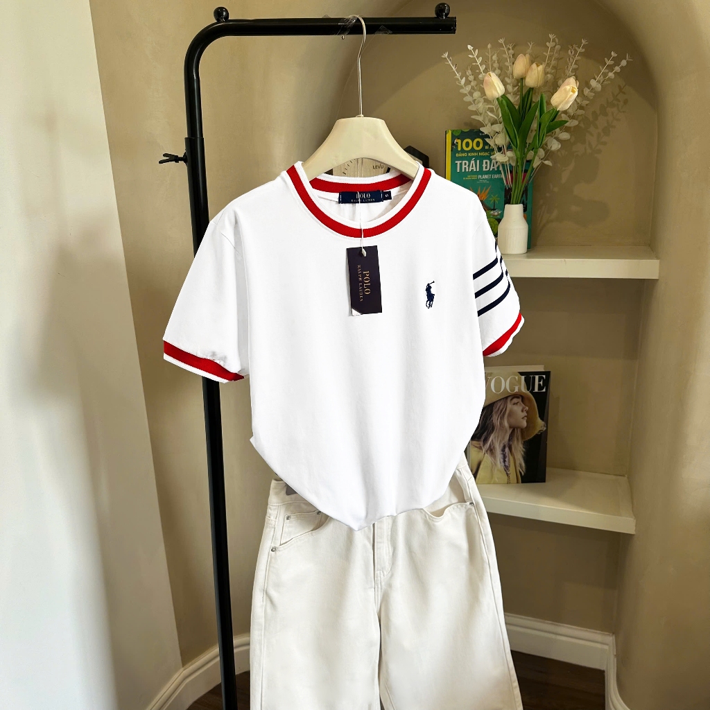 Áo Thun Form Rộng Trắng Phối Sọc Tay Mới Mẻ, Chất 100% Cotton Thoáng Mát, Có Kèm Hình Thật. | BigBuy360 - bigbuy360.vn