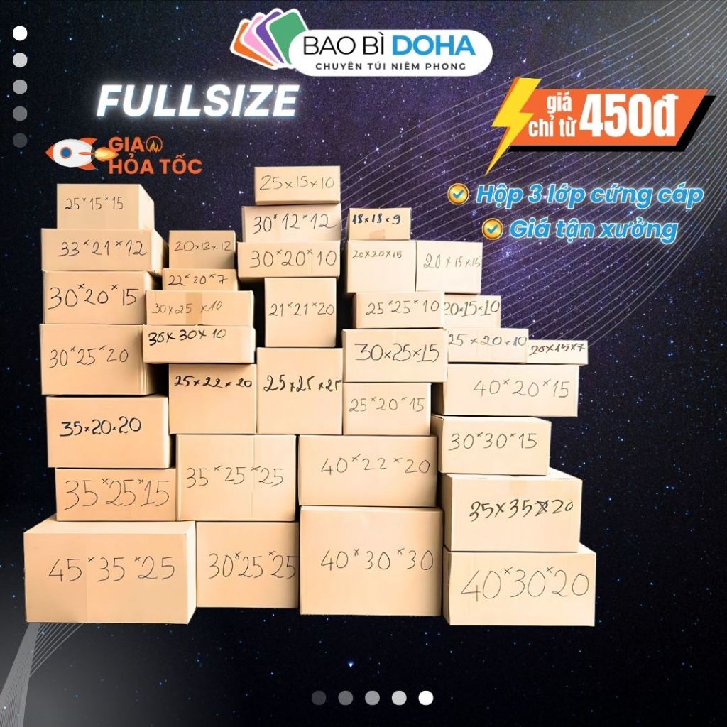 COMBO 10 Hộp carton đóng gói hàng hóa NHIỀU KÍCH THƯỚC tiết kiệm siêu cứng cáp - BAO BÌ DOHA