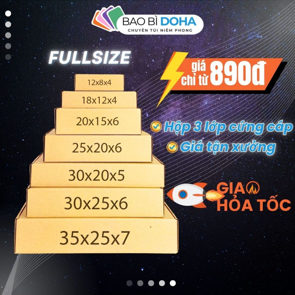 COMBO 10 hộp nắp gài carton đóng hàng tiết kiệm NHIỀU KÍCH THƯỚC tiện lợi giá rẻ - BAO BÌ DOHA