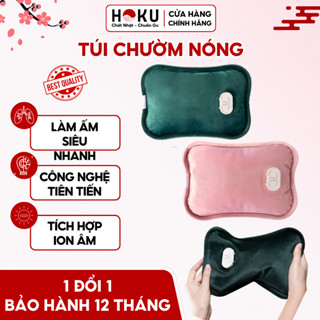Túi Chườm Nóng Cao Cấp HOKU, Túi Sưởi Sạc Điện Tự Ngắt An Toàn, Có Thể Giữ Ấm Lên Đến 8H Chất Liệu Nhung Lông Mềm Mại