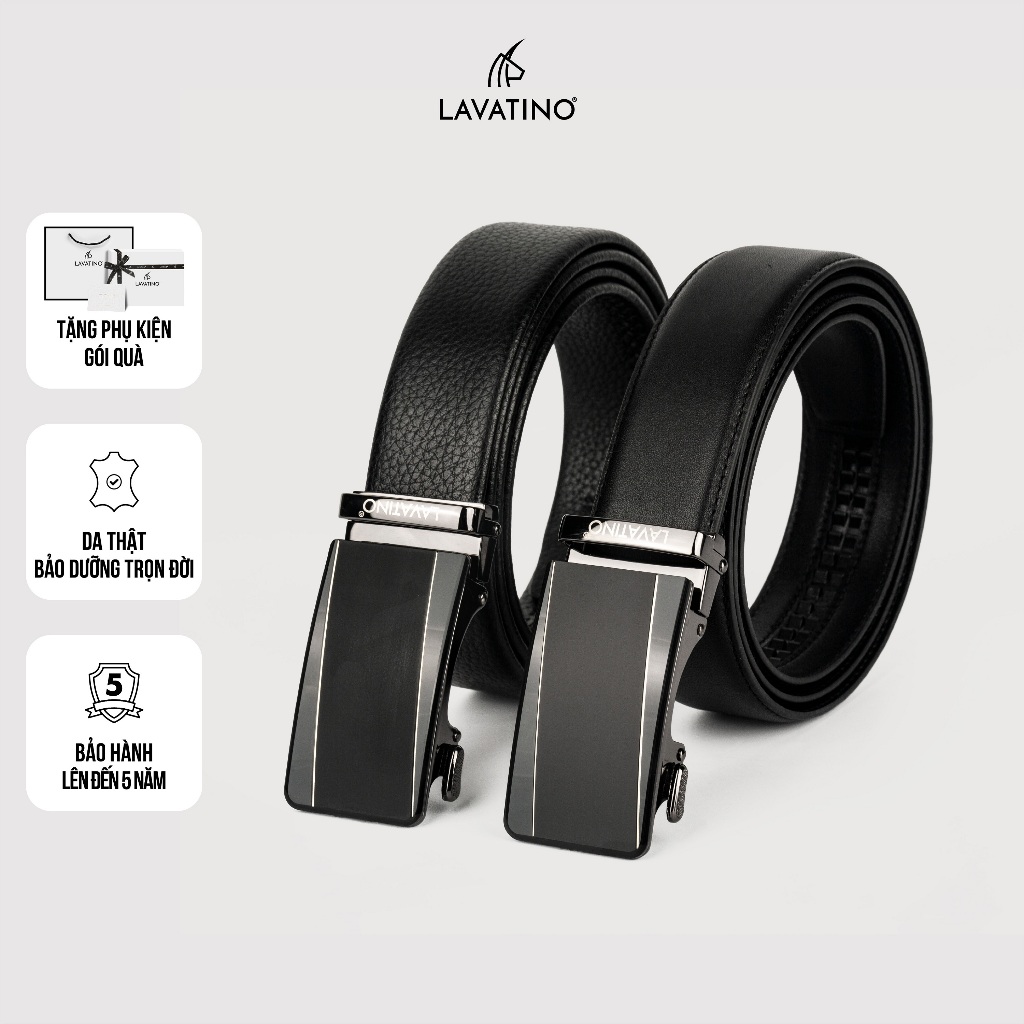 Thắt Lưng Nam Da Bò Thật, Thiết Kế Khóa Trượt Tự Động Bảo hành chính hãng tại Lavatino [MT15]