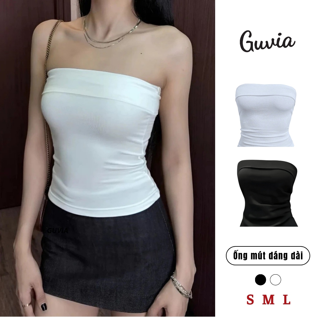 Áo Ống CÓ MÚT Dáng Dài GUVIA, Áo Quây Trơn Chất Tăm Lạnh Mềm Mịn Gợi Cảm ADD120