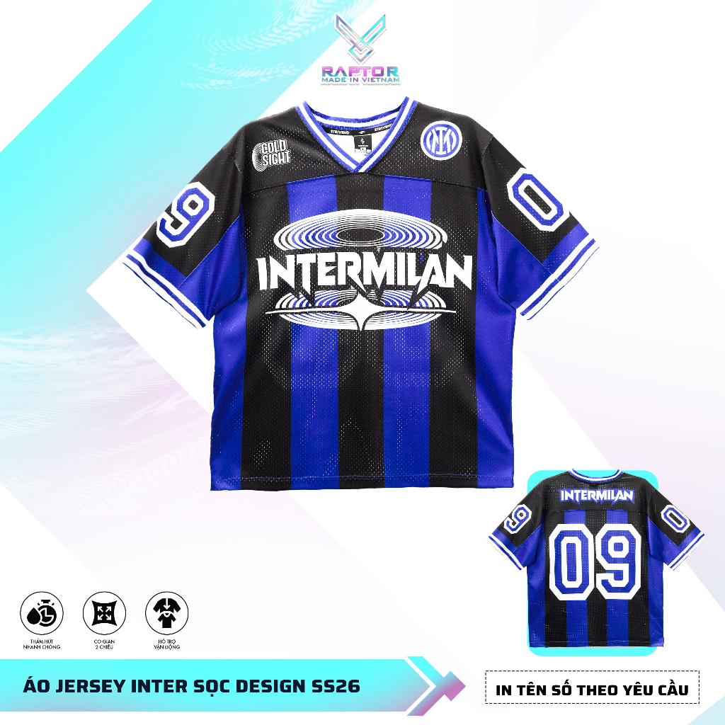 Áo Jersey CLB INTER MILAN Sọc Thiết kế SS26, Chất liệu mè thoi, dành cho nam nữ