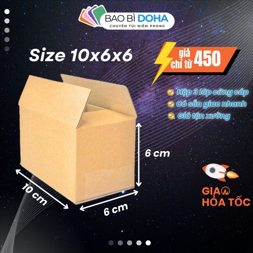 10x6x6 [COMBO 100] Hộp Carton Đóng Hàng Size Nhỏ Hộp Giấy Tiết Kiệm Giá Rẻ - BAO BÌ DOHA
