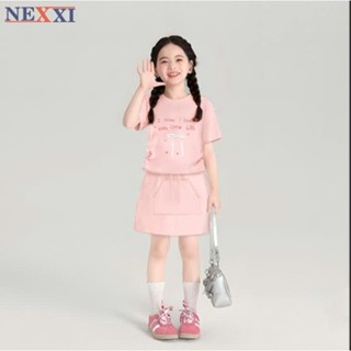 Set Váy Bé Gái  Áo Thun Dây Rút Đính Nơ, Thỏ Sweet Kèm Chân Váy Chữ A Nexxi