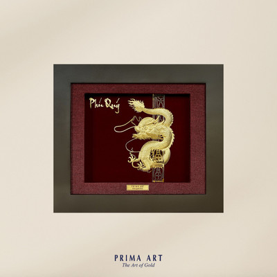 Tranh treo tường Mỹ Nghệ Phủ Vàng 24K PRIMA ART - RỒNG PHÚ QUÝ - Size 18x20 cm - CGS-0628-01