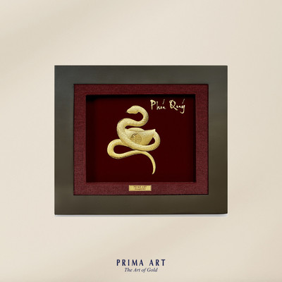 Tranh treo tường Mỹ Nghệ Phủ Vàng 24K PRIMA ART - Rắn Nhanh Nhẹn - Size 18x20 cm - CGS-0411-17