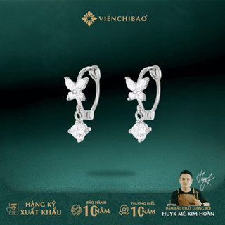  Bông tai bạc nữ hoa anh đào đính đá chất liệu bạc 925 - Viễn Chí Bảo B400421x 