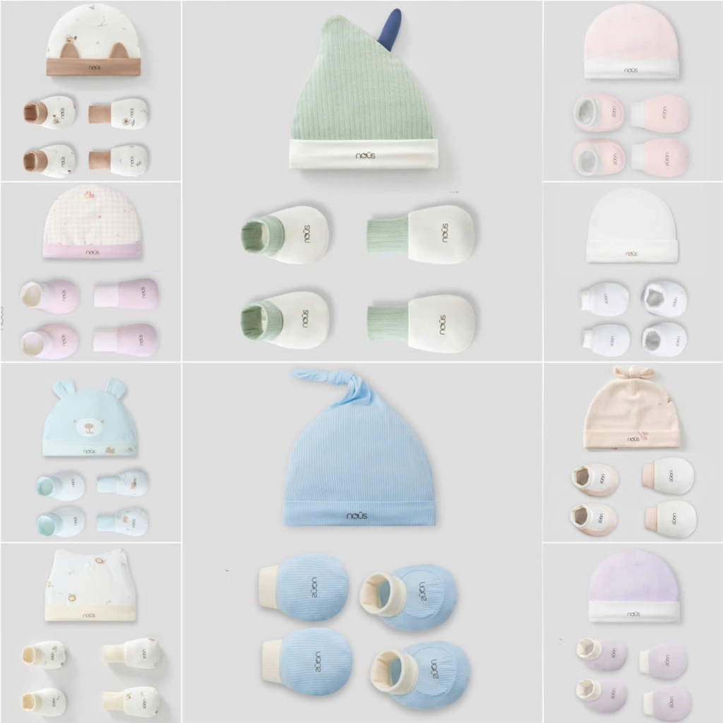 NOUS - Phụ Kiện Nón Set Bao Tay Bao Chân, Giày Vải Nous Petit Kẻ Caro Nhiều Mẫu New