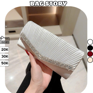 Túi xách nữ BAG STORY,ví nữ dài cầm tay đi tiệc đi chơi đính đá kim tuyến lấp lánh tiểu thư sang chảnh TX-150