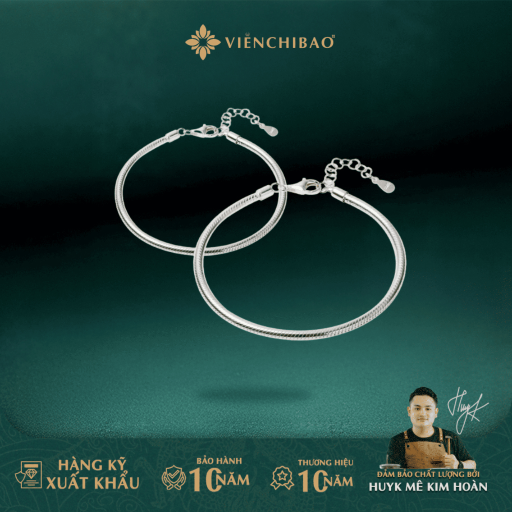  Lắc tay bạc đôi couple nam nữ thuôn dây mì dày dặn chất liệu bạc 925 unisex - Viễn Chí Bảo MT36 