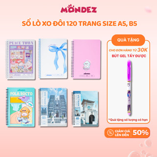 [Tặng bút gel] Combo 4 Sổ Lò Xo A5, B5  - 120 Trang Giấy Kẻ Ngang Thiết Kế Dễ Thương, Sổ Tay Ghi Chép, Học Tập
