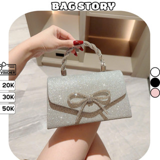  Túi xách nữ BAGSTORY quai xách đeo chéo bling lấp lánh mix nơ hàng QC cao cấp đi tiệc đi chơi sang chảnh TX-32 
