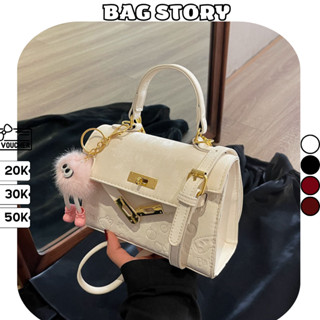 Túi xách nữ BAG STORY đeo chéo đeo vai quai xách da PU QC nỉ dập nổi mix móc gấu xinh xắn đi chơi TX-33