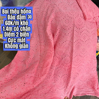 Vải Thô Boi thêu Hoa -thô đục lỗ Hàn Quốc  - Mềm Mát - Không Nhăn- Không xù- may váy áo chuẩn.
