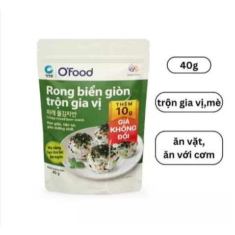Combo 2 Gói Rong Biển 𝗚𝗶𝗼̀𝗻 𝗧𝗿𝗼̣̂𝗻 Khô Gà và Rong Biển Giòn Trộn Gia Vị  Ofood 40g