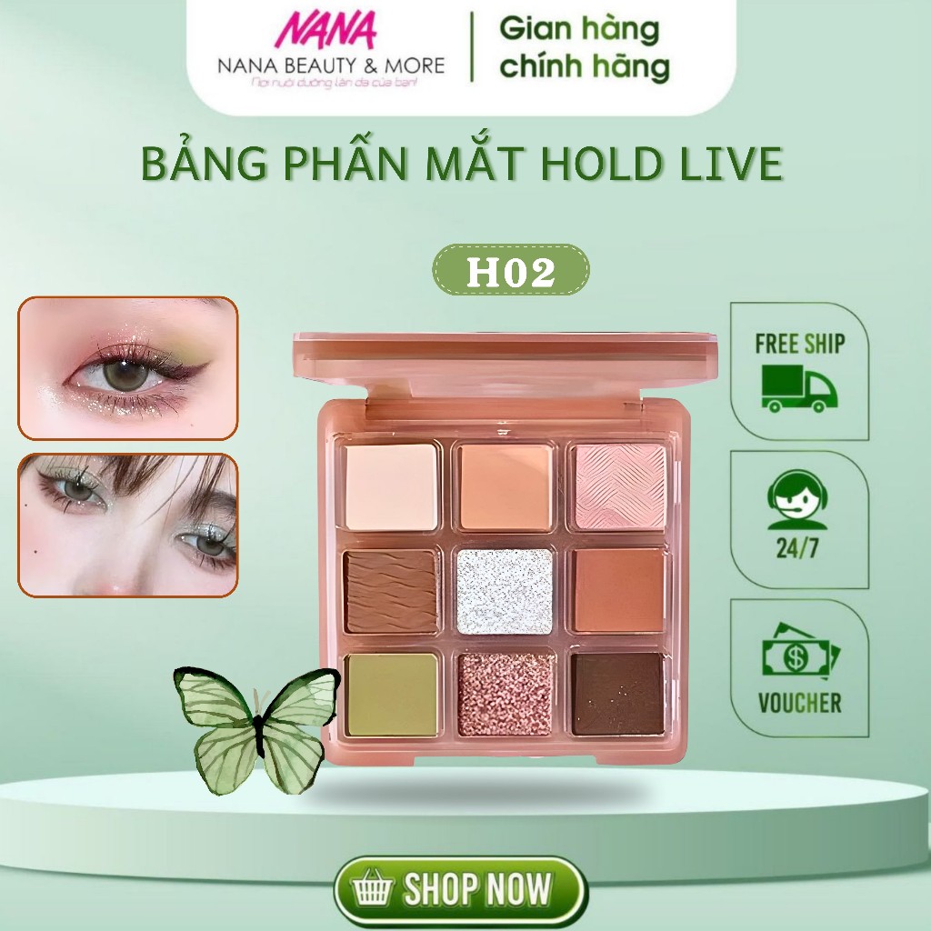 Bảng Phấn Mắt Hold Live Powdery Ripple Eyeshadow Palette - H02 Lazy Little Olive - Nana Shop