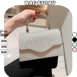  Túi xách nữ BAG STORY đeo chéo đi tiệc đi chơi túi đeo vai quai xách da pu vân rắn kim tuyến sang chảnh TX-065 