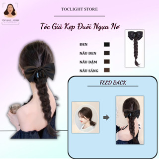 Tóc giả đuôi ngựa kẹp càng cua – Kiểu buộc nơ Hàn Quốc tết bím xoăn nhẹ tự nhiên phong cách ngọt ngào 395017 