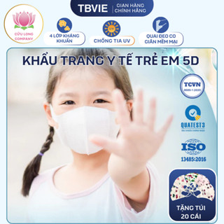   Thùng 500 cái tặng 20 cái  Khẩu Trang Y Tế Trẻ Em 5D 4 LỚP - CỬU LONG TBVIE 