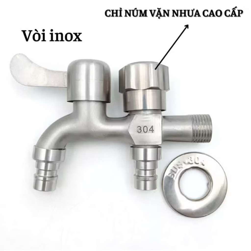 Vòi nước thép không gỉ 304 chia 2 đầu ra độc lập tiện dụng - Vòi nước 2 đầu cho máy giặt chia nước t