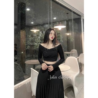 Áo tay dài trễ vai ôm body siết eo tôn dáng thời trang thiết kế riêng Julia cho nữ gợi cảm thoải mái