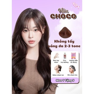  Kem thuốc nhuộm tóc không tẩy màu NÂU SOCOLA tại nhà VOT Hair | Tặng oxy collgagen ủ dưỡng nhuộm tóc 