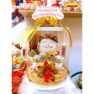 (Hộp quà +Banner) Mèo thần tài vẫy tay tại kho gốm sứ chiêu tài tiến lộc tặng khai Trương, tăng Tân Gia Đại Cát Đại Lợi