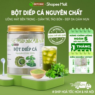  Bột rau diếp cá nguyên chất DETONIC hỗ trợ người bị táo bón trĩ lâu năm giải độc mát gan giảm nóng trong mụn nội tiết 