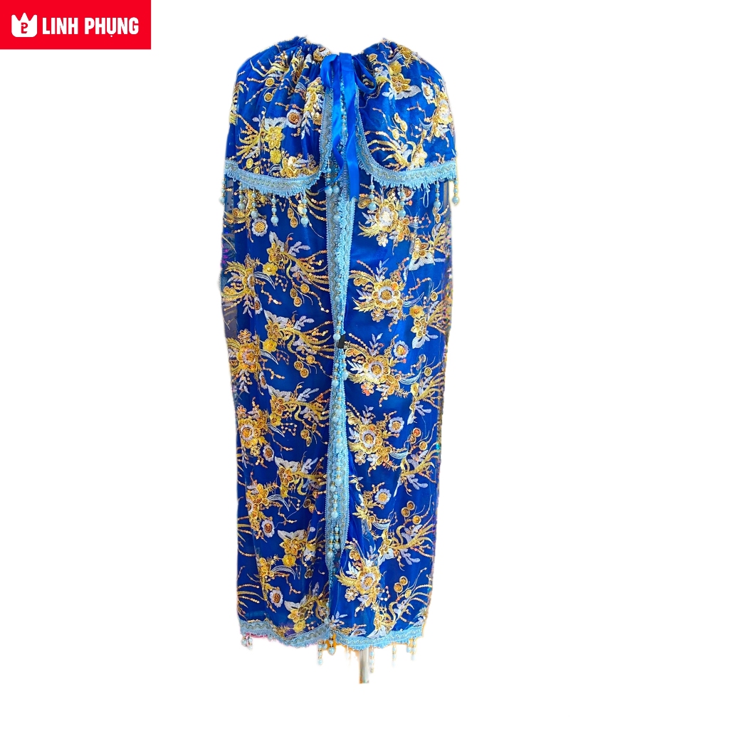 Áo Choàng Cho Tượng Bà Vải Voan Kim Sa May 2 Lớp dành cho tượng cao từ 80cm đến 2m
