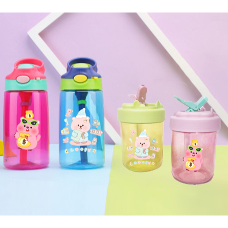 Bình nước nhựa hải ly loopy BNP6I39 kèm ống hút 500ml 380ml